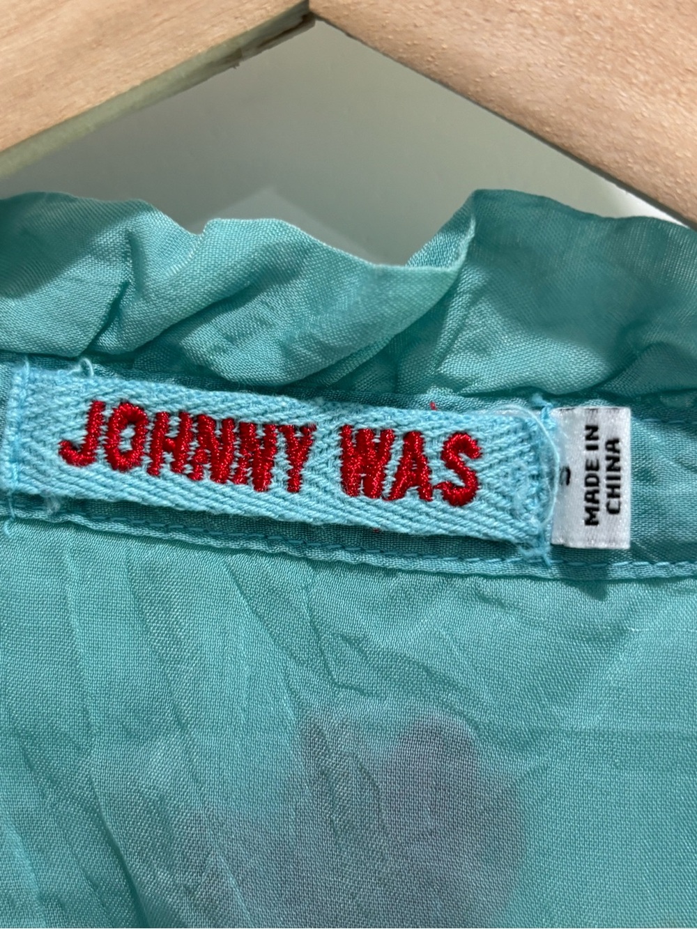 Johnny Was Turquoise Embroidered Button-Front Shirt - Picture 2 of 9